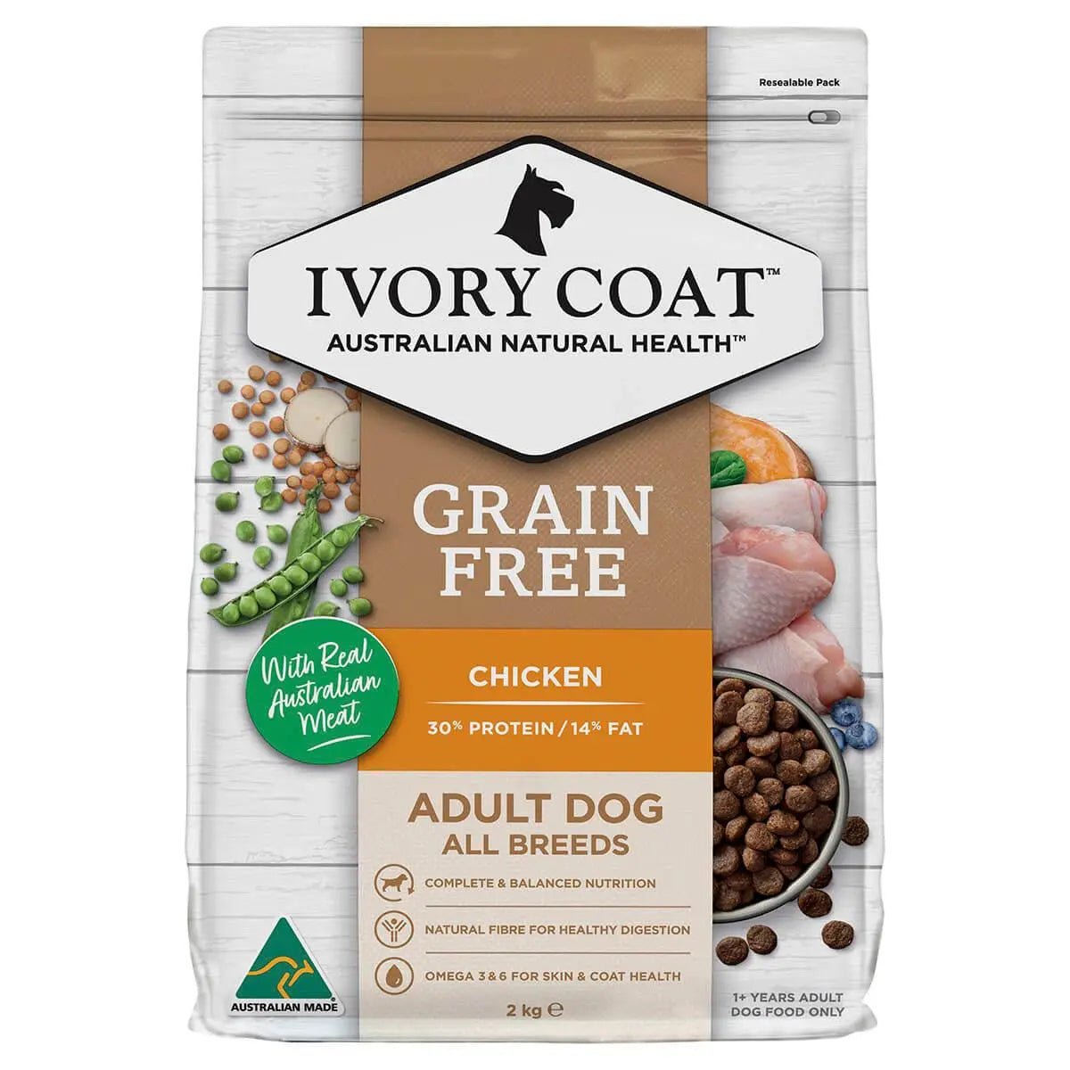 Ivory Coat Grain Free Adult Chicken Dry Dog Food - 2kg