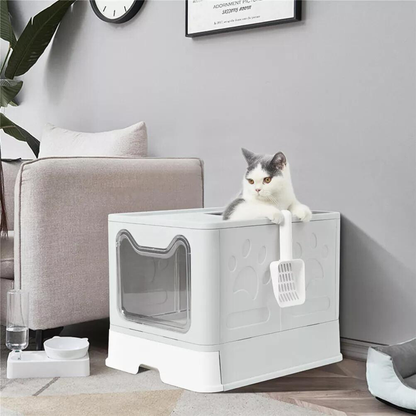 Tidy Cat Litter Box Enclosure with Portable Scoop Drawer