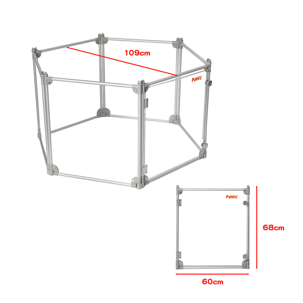 Pawz Pet Playpen Transparent Acrylic Clear Folding Dog Fence Kennel 6 Panel-1910112348266434562
