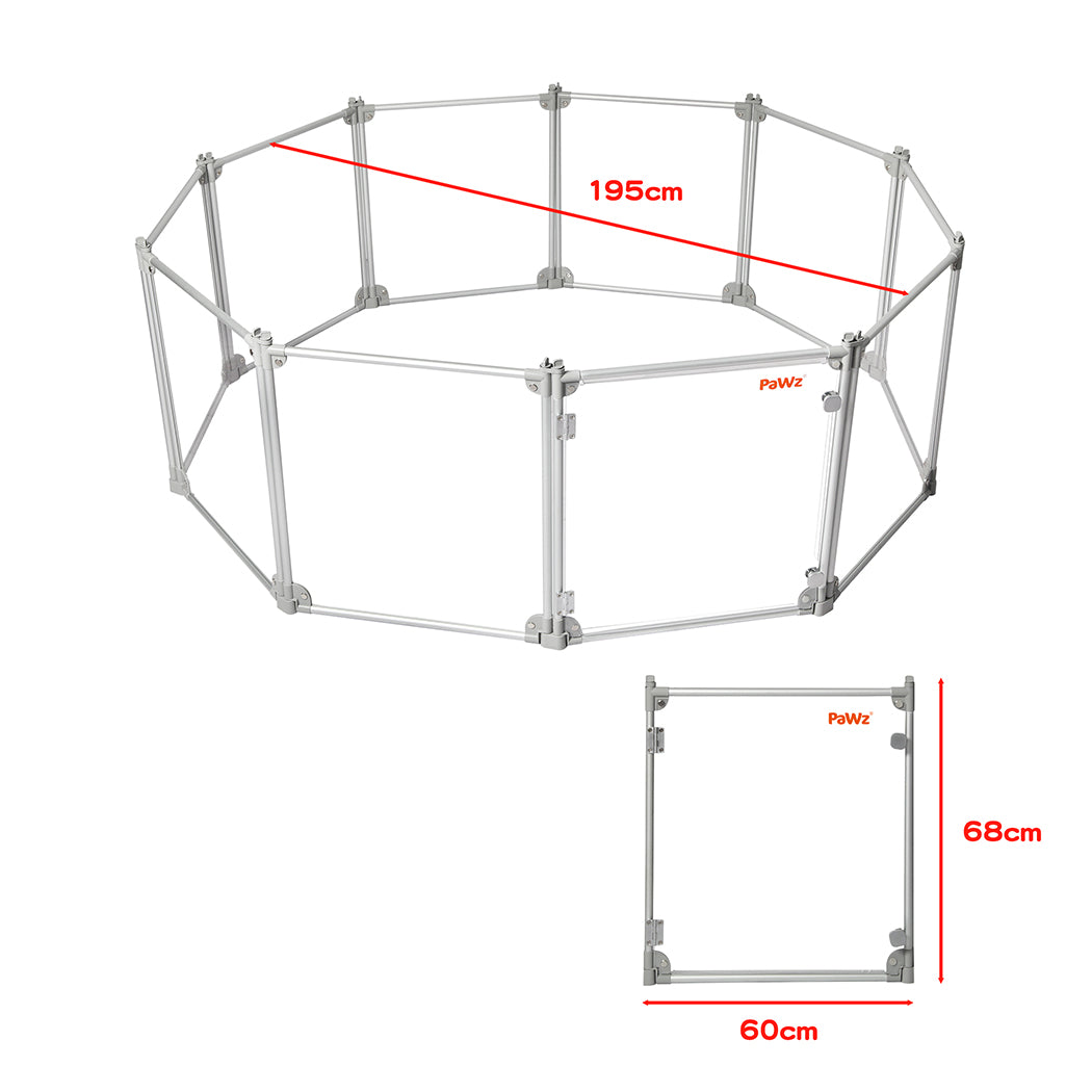Pawz Pet Playpen Transparent Acrylic Clear Folding Dog Fence Kennel 10 Panel-1910112349063352322