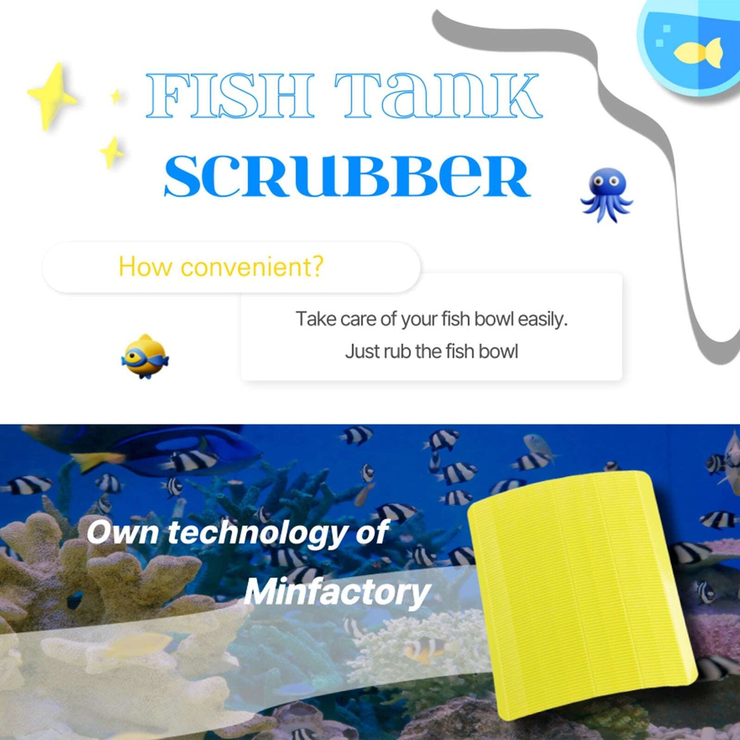 4X Minfactory Fish Tank Moss Scrubber Brush Set Pet Savers