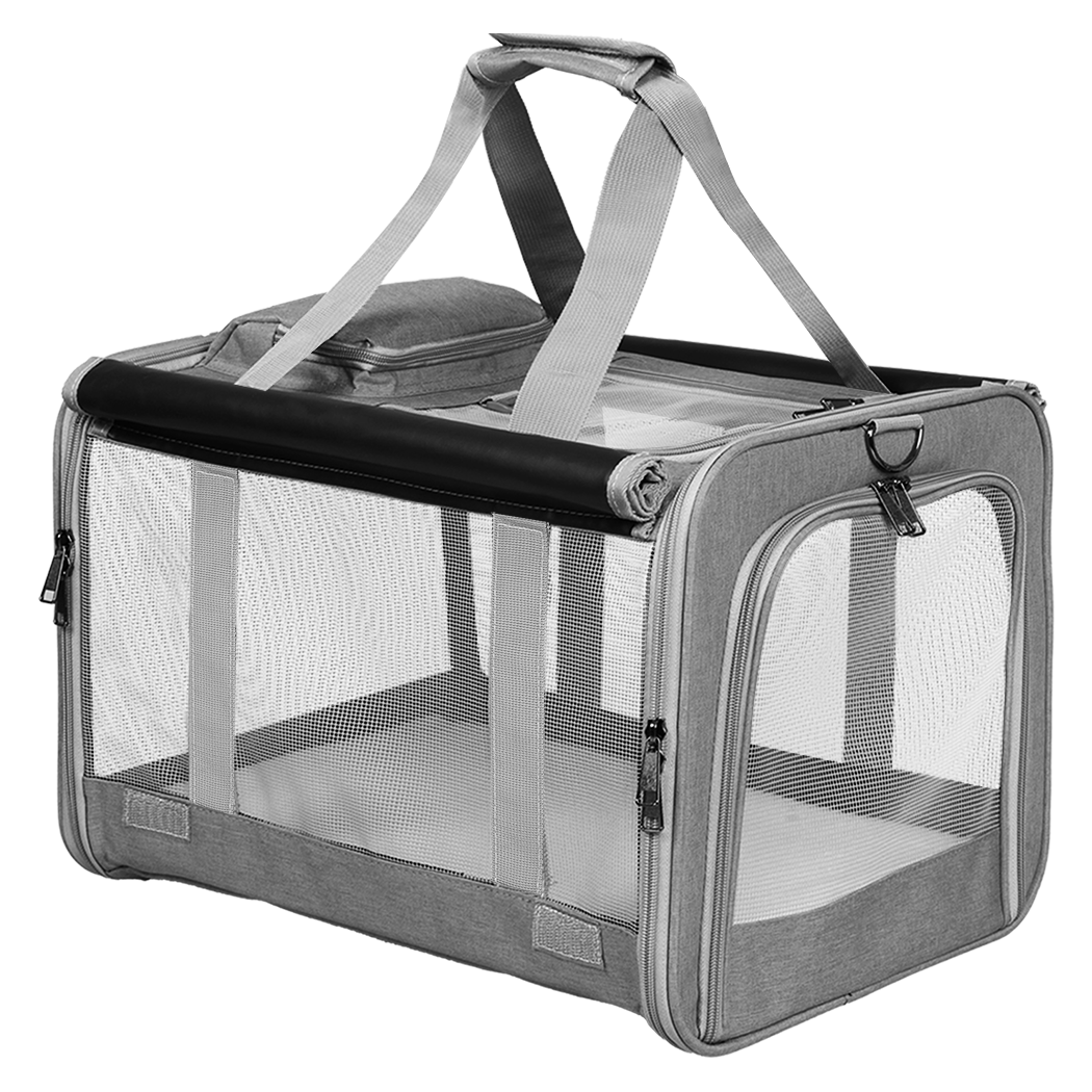 Pawz 3 in 1 Pet Soft Crate Dog Cat Carrier XL Size Grey-1910112289424543752