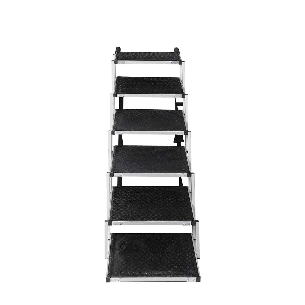 PaWz 6 Steps Dog Ramp Adjustable Height Black-1910112466755522561