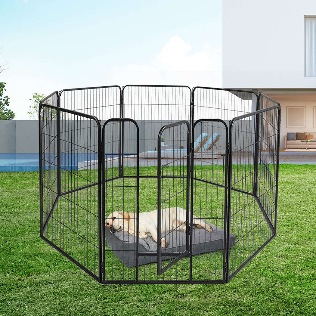 PaWz 8 Panel Pet Dog Playpen Puppy Exercise Black 24 inch-1910113001554448391