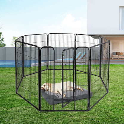 PaWz 8 Panel Pet Dog Playpen Puppy Exercise Black 24 inch-1910113001554448391