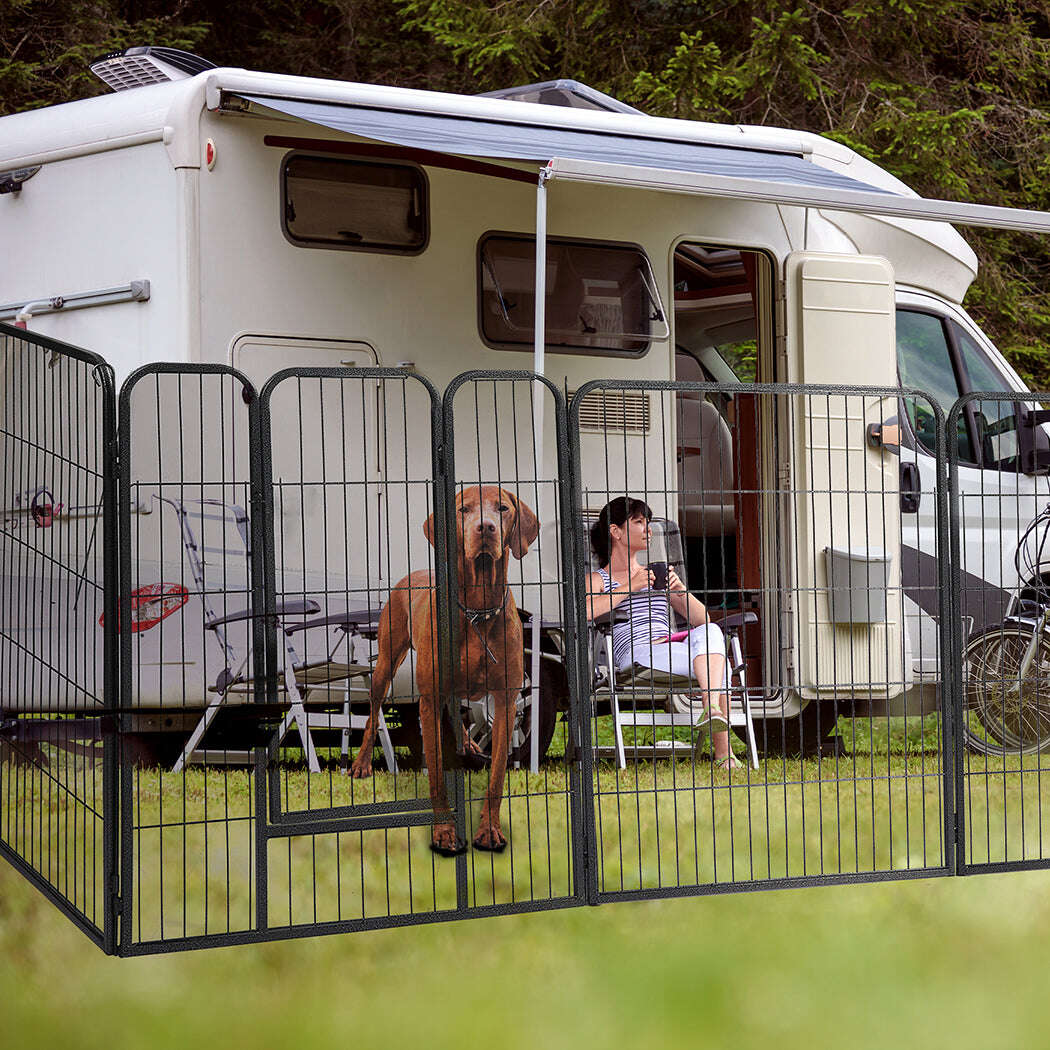 PaWz 8 Panel Pet Dog Playpen Puppy Exercise Black 4kg chicken-1910113003056009222