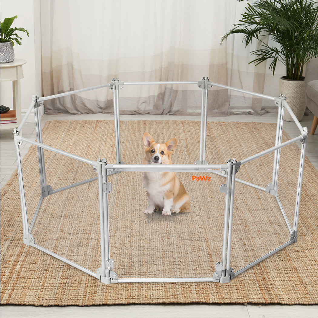 Pawz Pet Playpen Transparent Acrylic Clear Folding Dog Fence Kennel 8 Panel-1910112348748779527