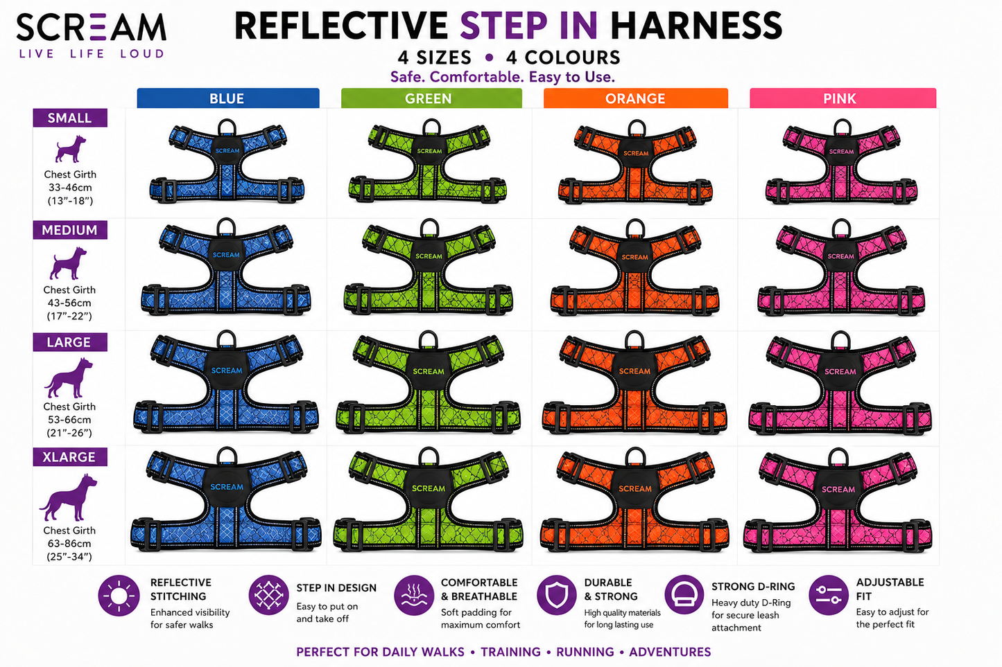 Scream Reflective Step-In Harness
