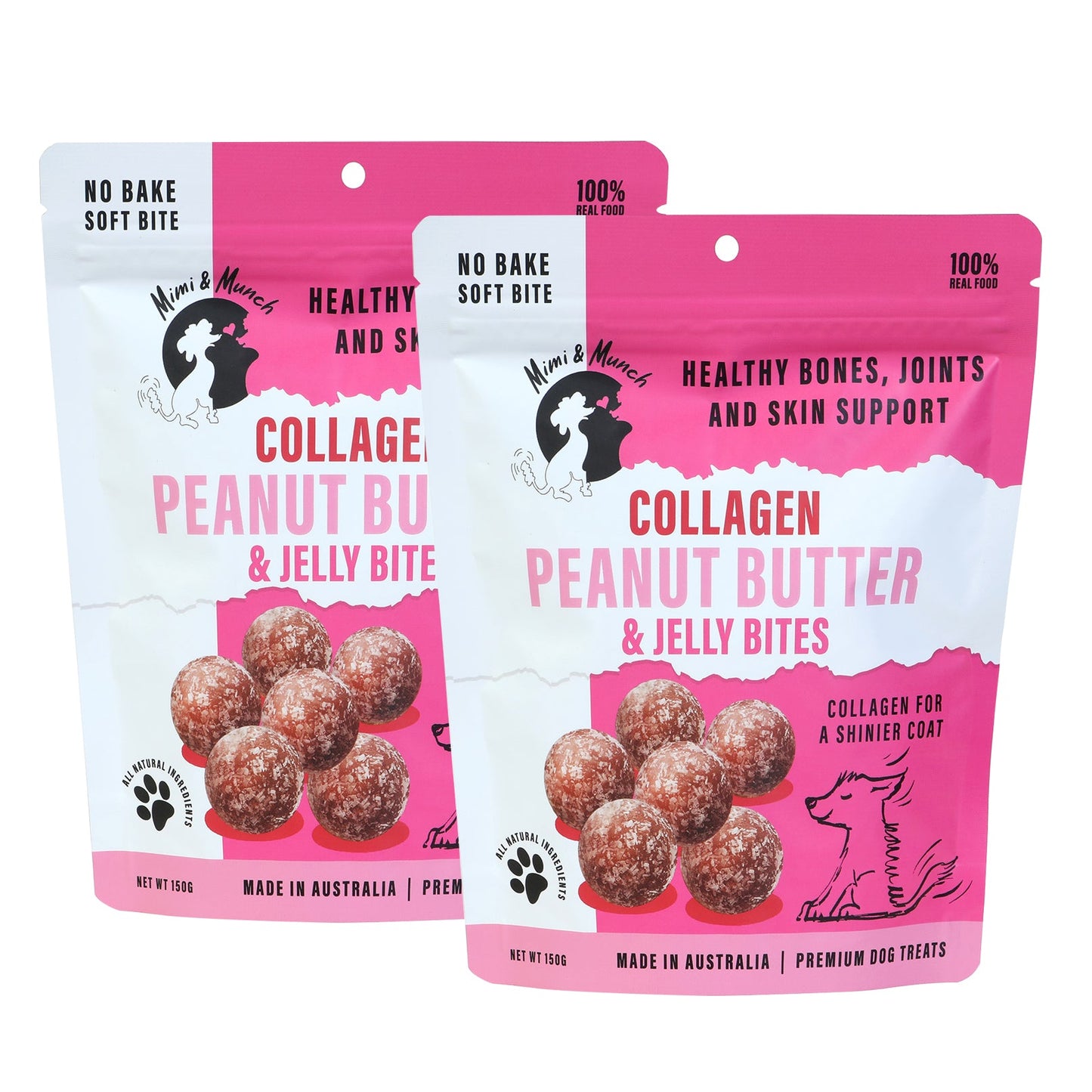 Collagen Peanut Butter & Jelly Bites Bundle Natural Dog Treats