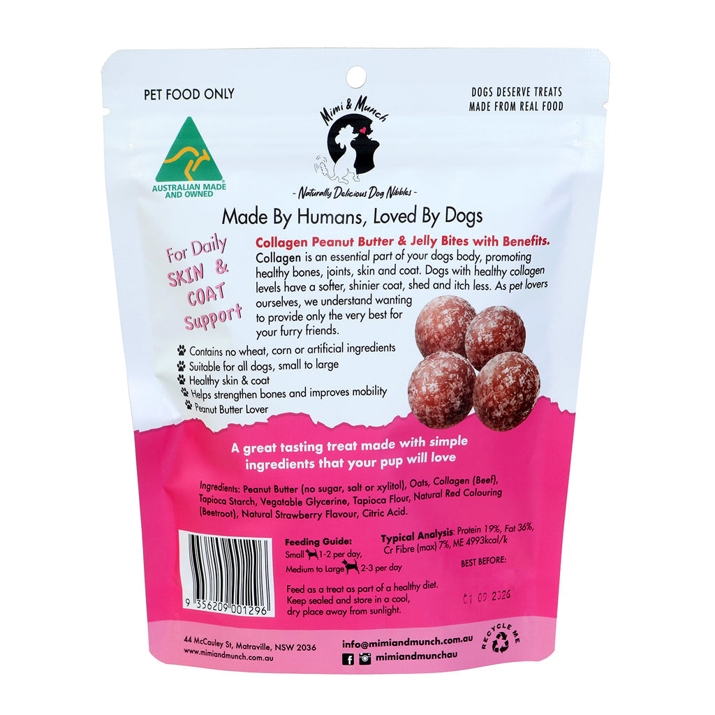 Collagen Peanut Butter & Jelly Bites Natural Dog Treats