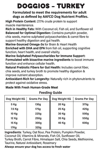 Doggios Roast Turkey - Tasty Turkey Dog Food 1.25kg