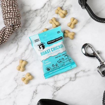 Roast Chicken Natural Dog Treats - Pocket Packs (5 Mini Packs)