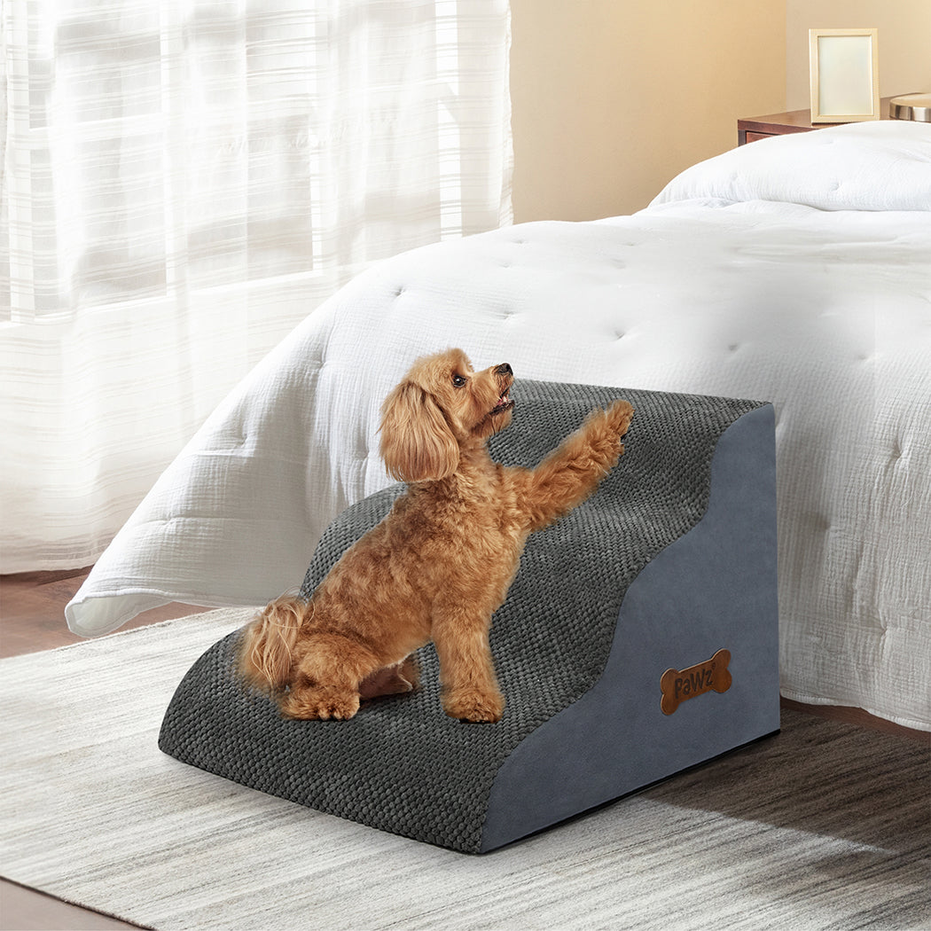 Pawz 3 Steps Pet Stairs Dog Ramp High Density Foam Grey-1919278361537024006