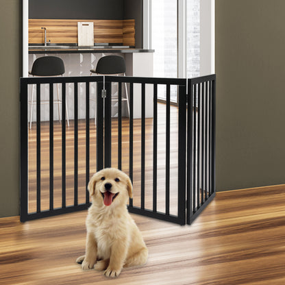 PaWz 3 Panels Wooden Pet Gate Dog Fence Black 139CM-1910112967609946118