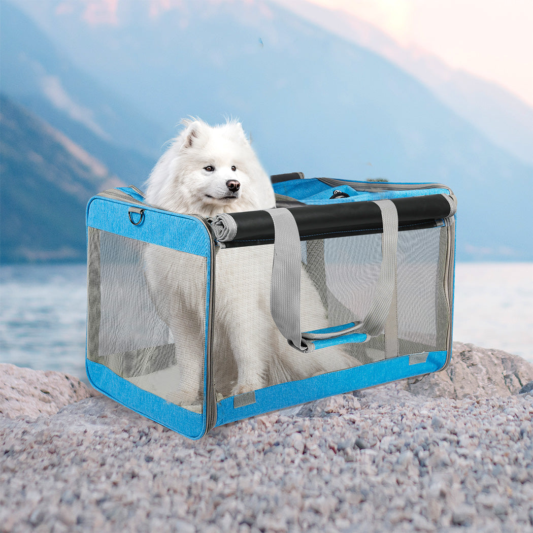 Pawz 3 in 1 Pet Soft Crate Dog Cat Carrier XL Size Blue-1910112289252577286