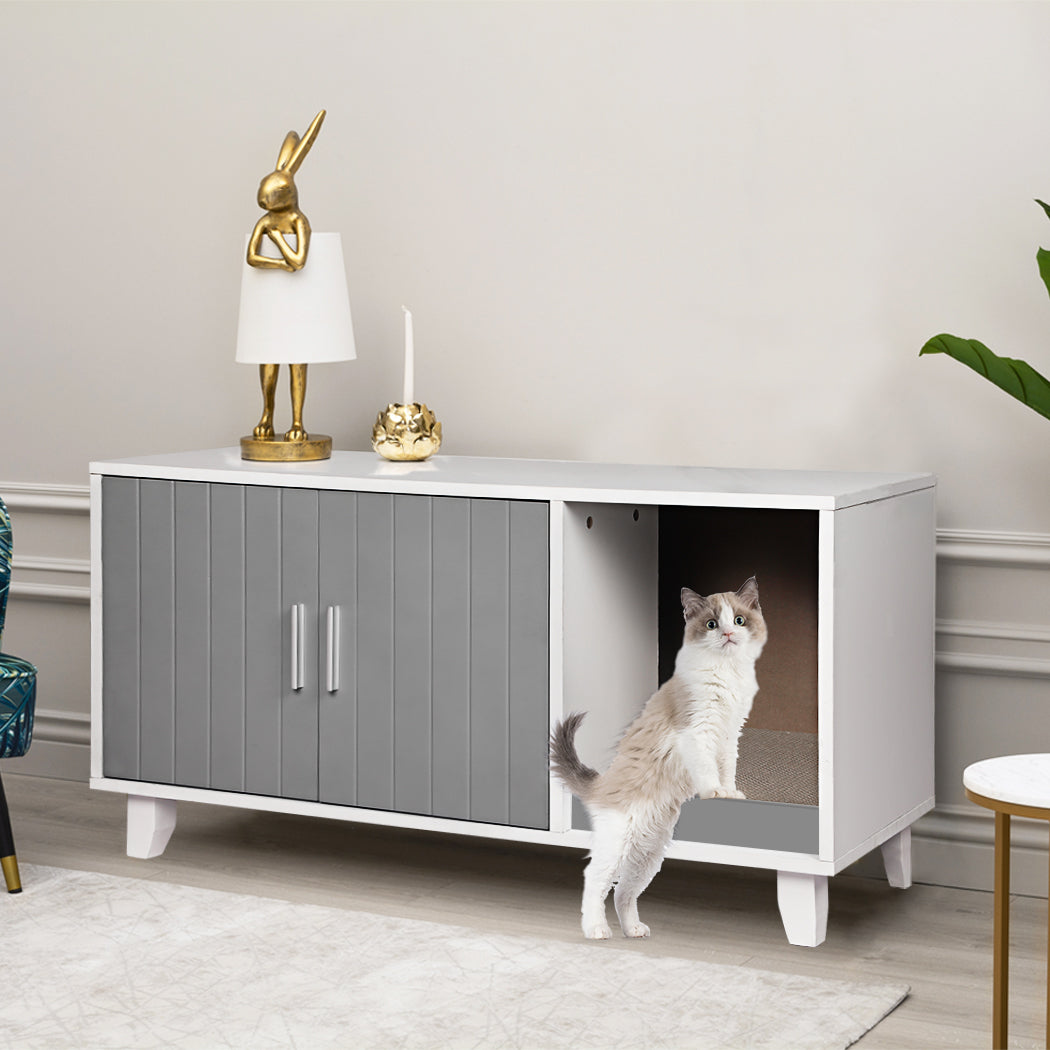 PaWz Enclosed Cat Litter Cabinet Box Grey-1910112468982697991