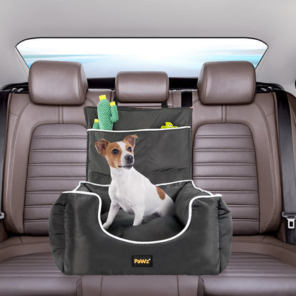 PaWz Dog Car Booster Seat Belt Pet Backrest Grey-1910112480655446023