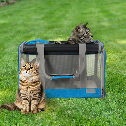 Pawz 3 in 1 Pet Soft Crate Dog Cat Carrier M Size Blue-1910112288757649415