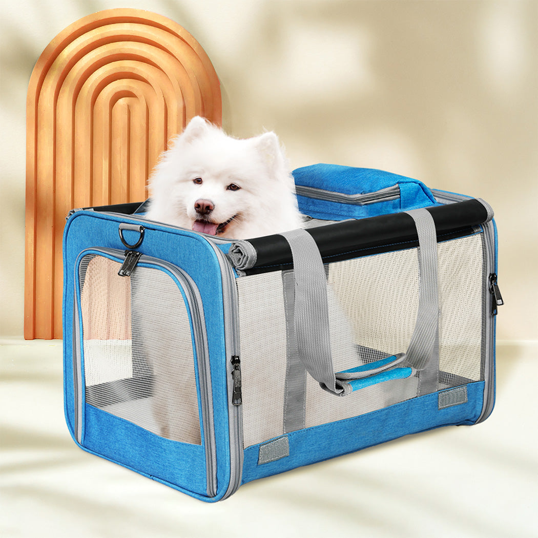 Pawz 3 in 1 Pet Soft Crate Dog Cat Carrier XL Size Blue-1910112289252577287
