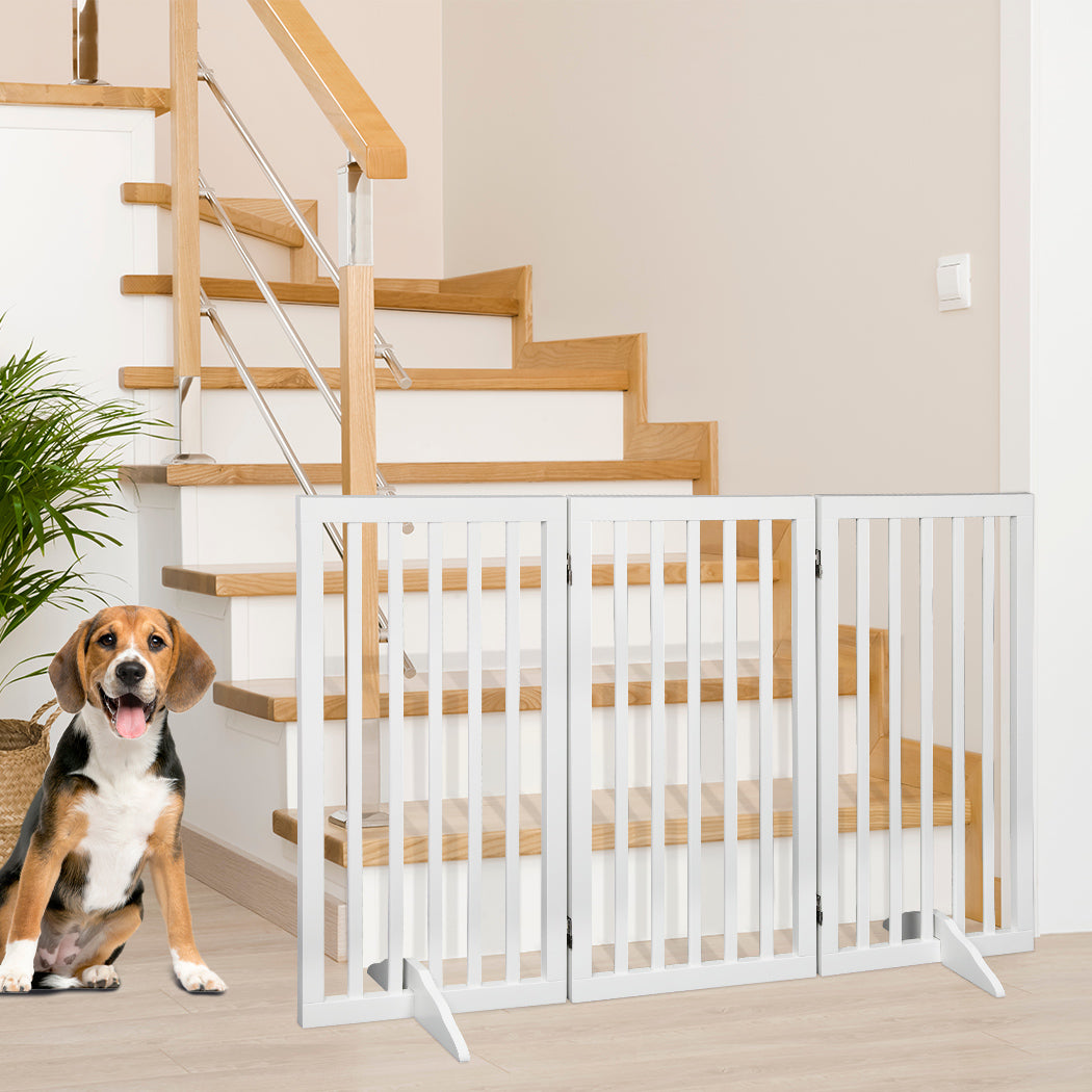 PaWz Wooden Pet Gate Dog Fence Safety White 400x 3MM-1910112968226508807