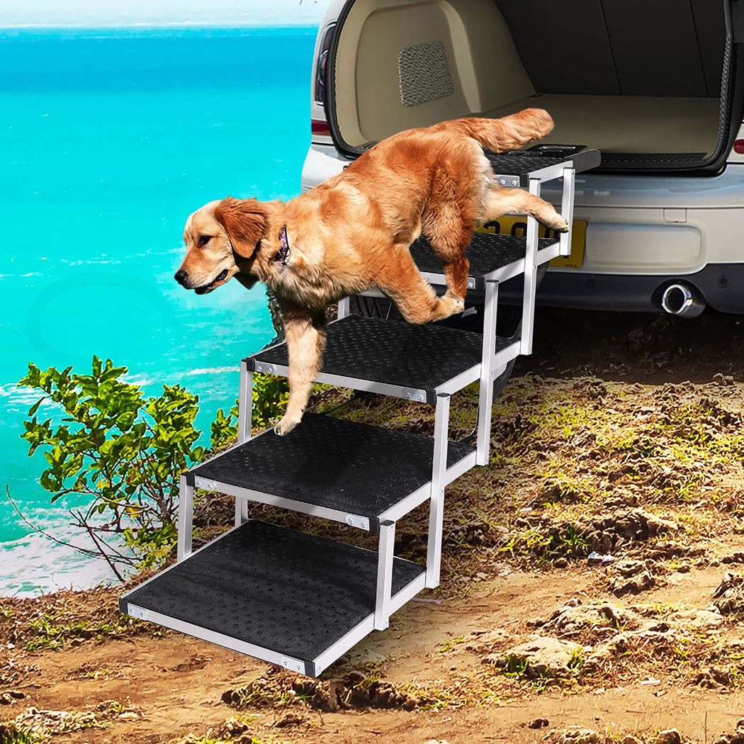PaWz 5 Steps Dog Ramp Adjustable Height Black-1910112466579361799
