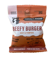 Beefy Burger Natural Dog Treats - Pocket Packs (5 Mini Packs)