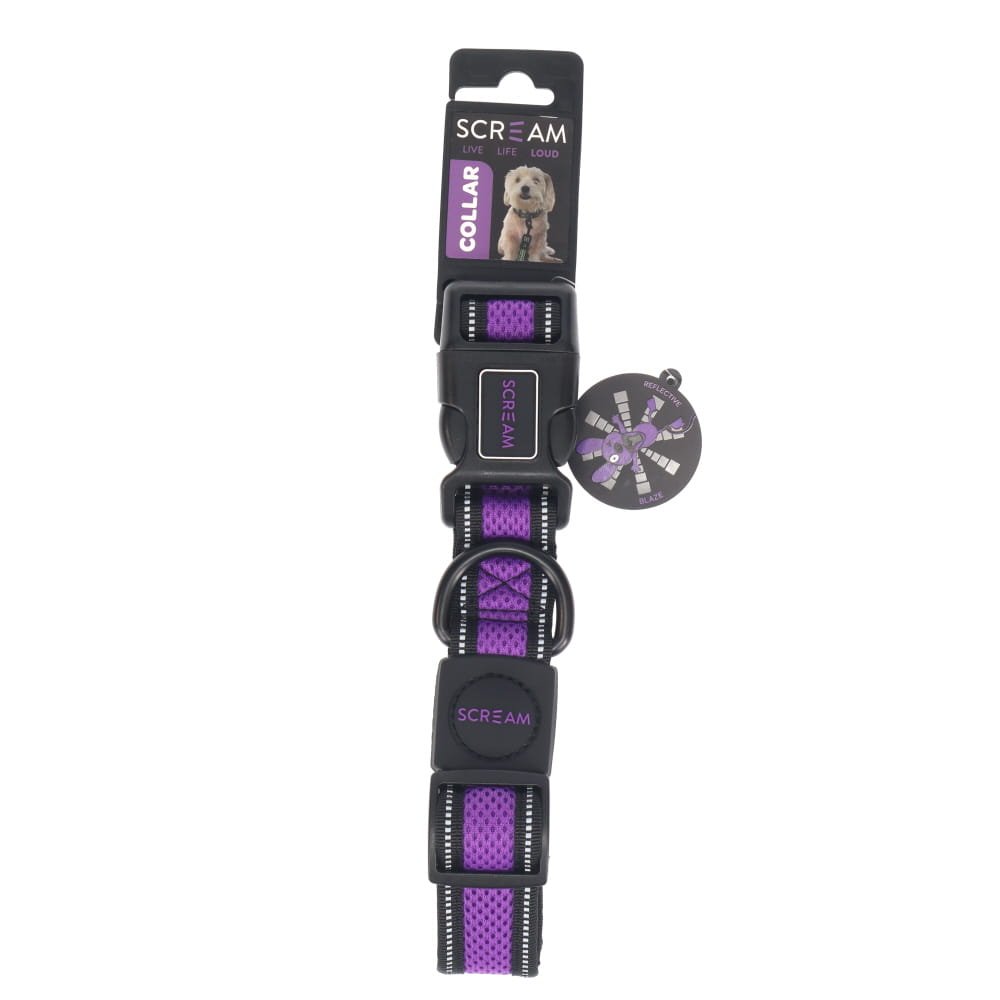 Scream Reflective Adjustable Dog Collar - Loud Purple (2x28-40cm)