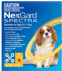 Nexgard SPECTRA Yellow 3pk for Dogs 3.6-7.5kg