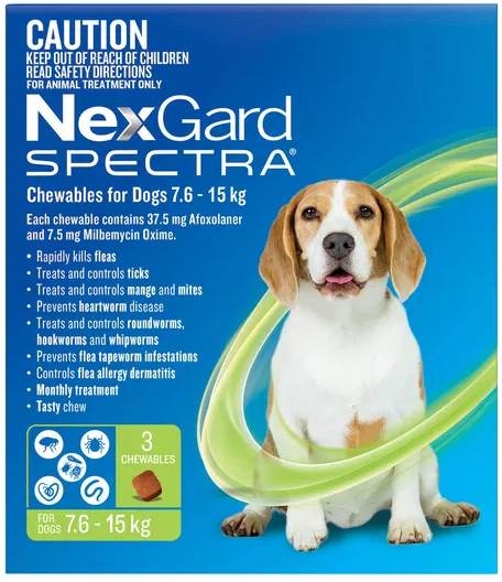 Nexgard SPECTRA 7.6-15kg 3pk Green