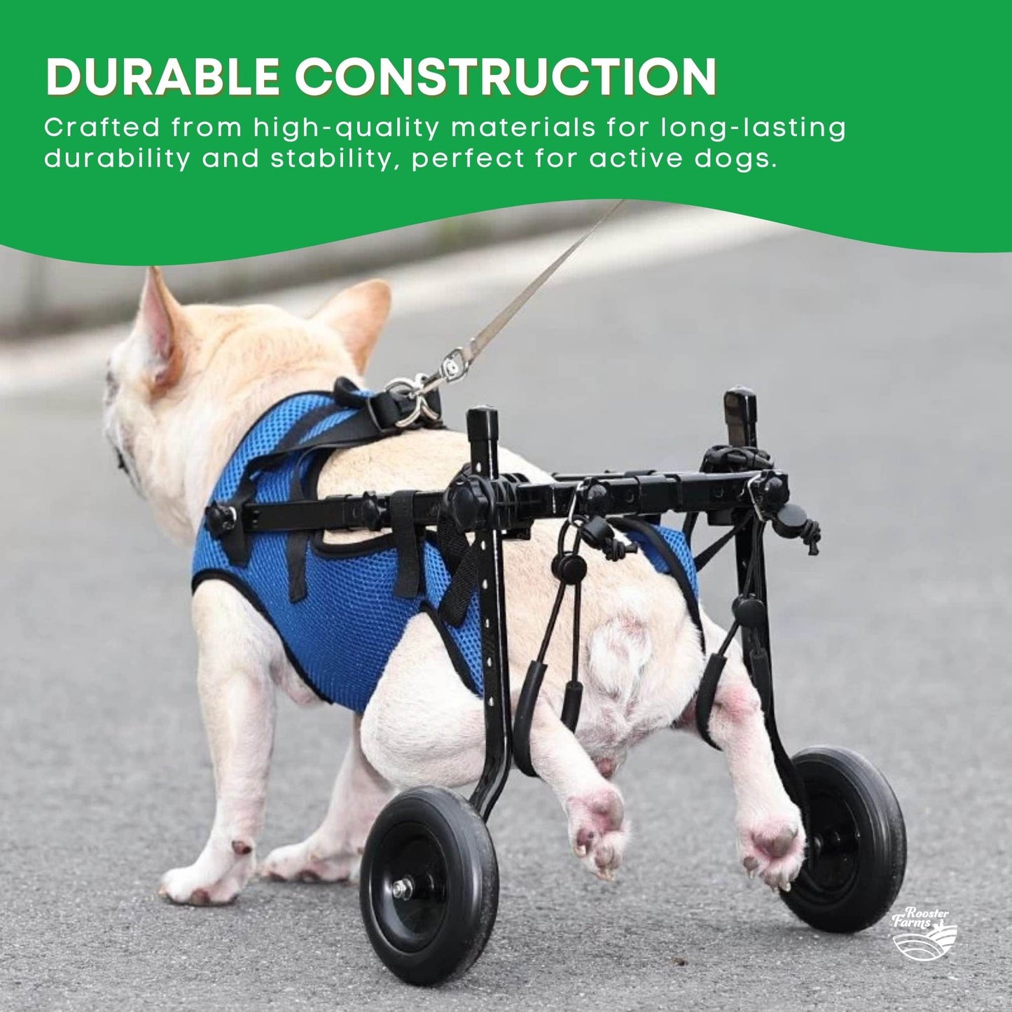 Rooster Farms Adjustable Small Dog Wheelchair - Back Leg Aid