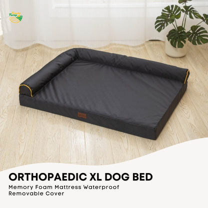 XL Orthopaedic Dog Bed - Grey Memory Foam with Waterproof Cover