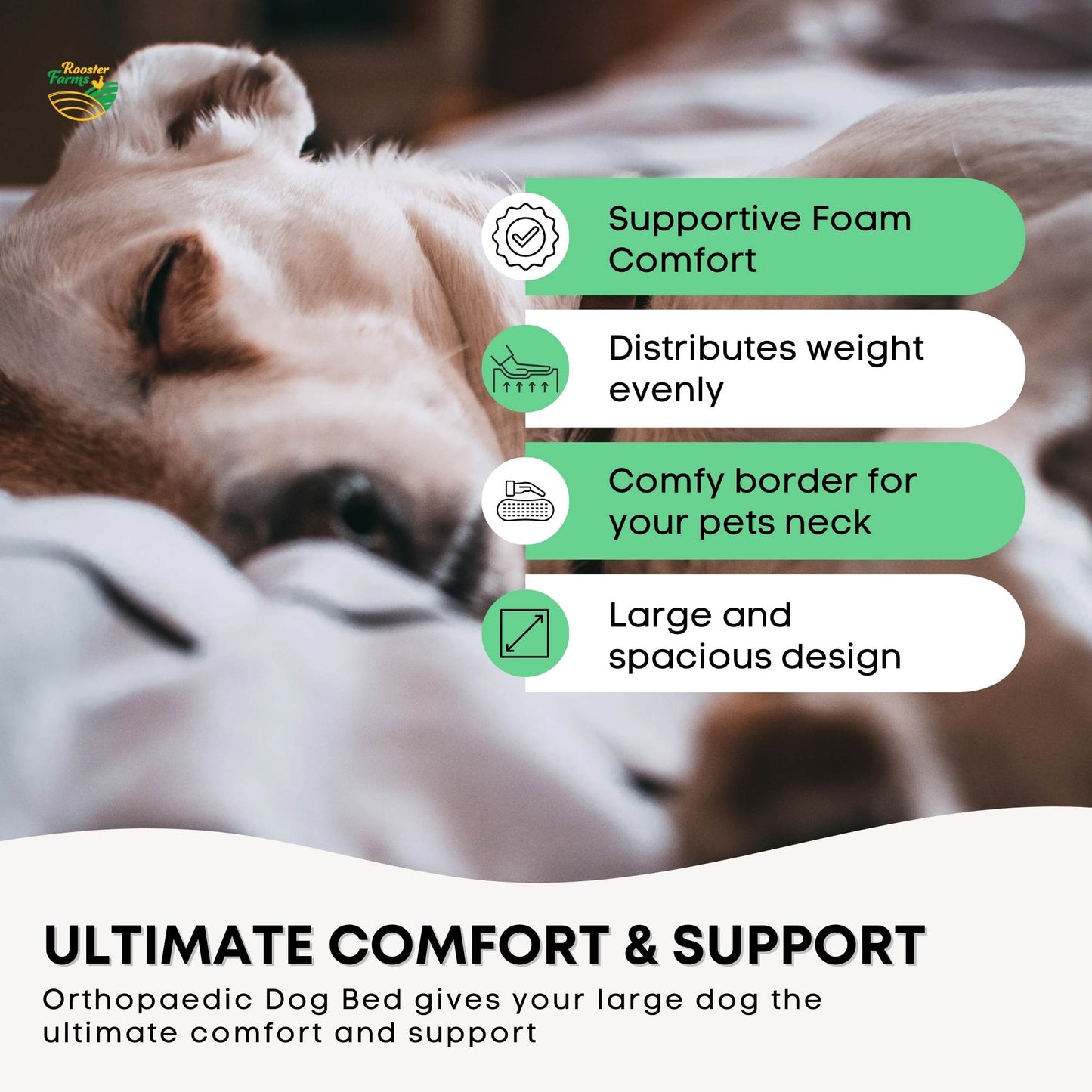 XL Orthopaedic Dog Bed - Grey Memory Foam with Waterproof Cover
