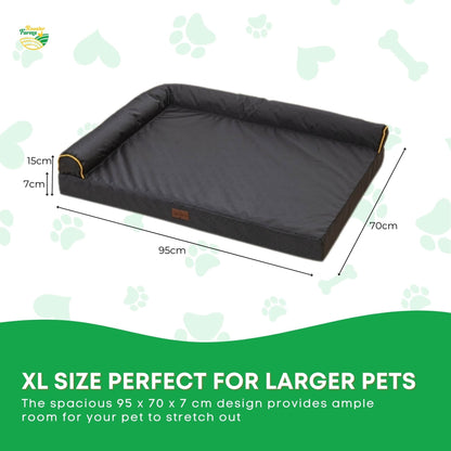 XL Orthopaedic Dog Bed - Grey Memory Foam with Waterproof Cover