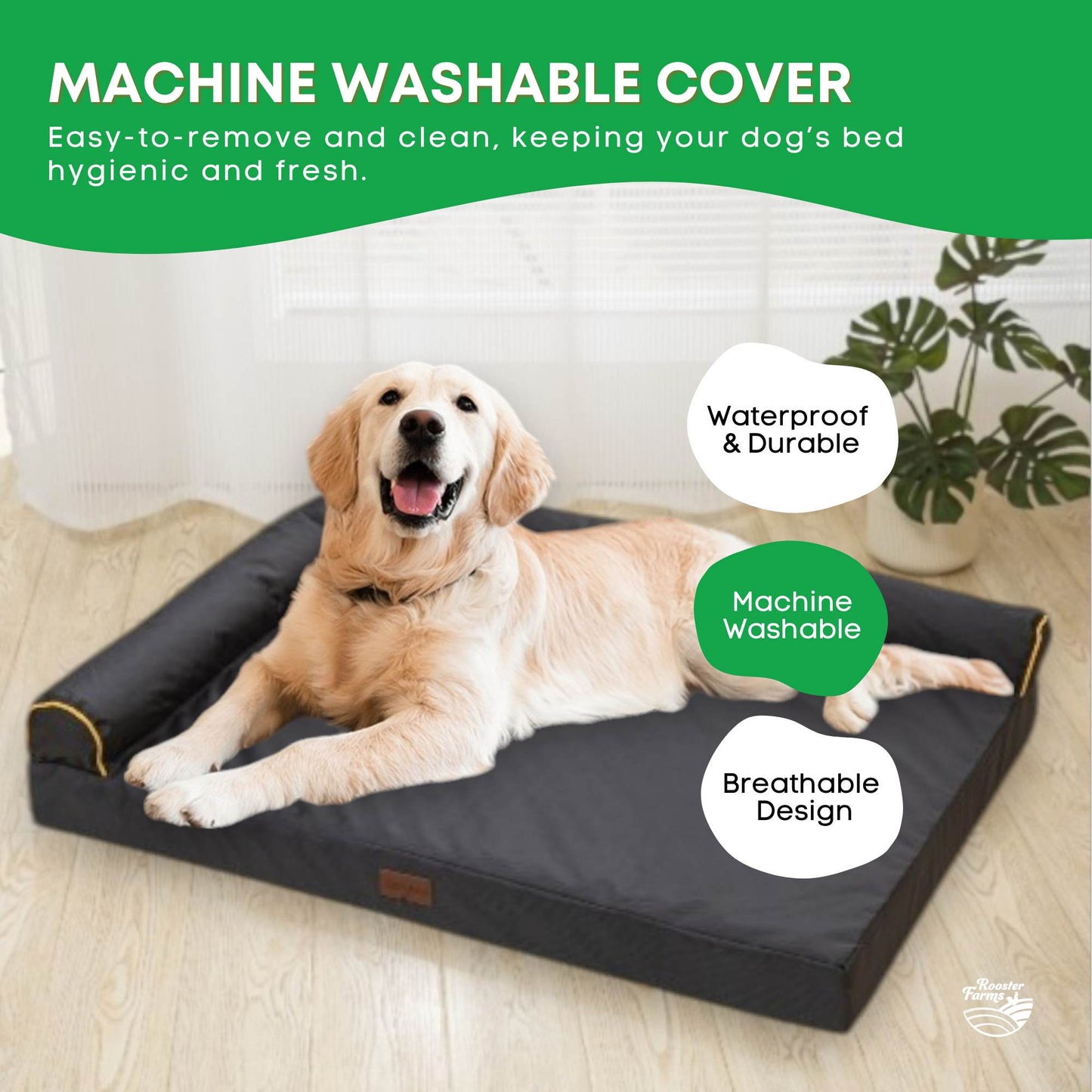 XL Orthopaedic Dog Bed - Grey Memory Foam with Waterproof Cover