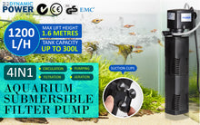 Dynamic Power 3-in-1 Aquarium Submersible Filter Pump 1200L/H