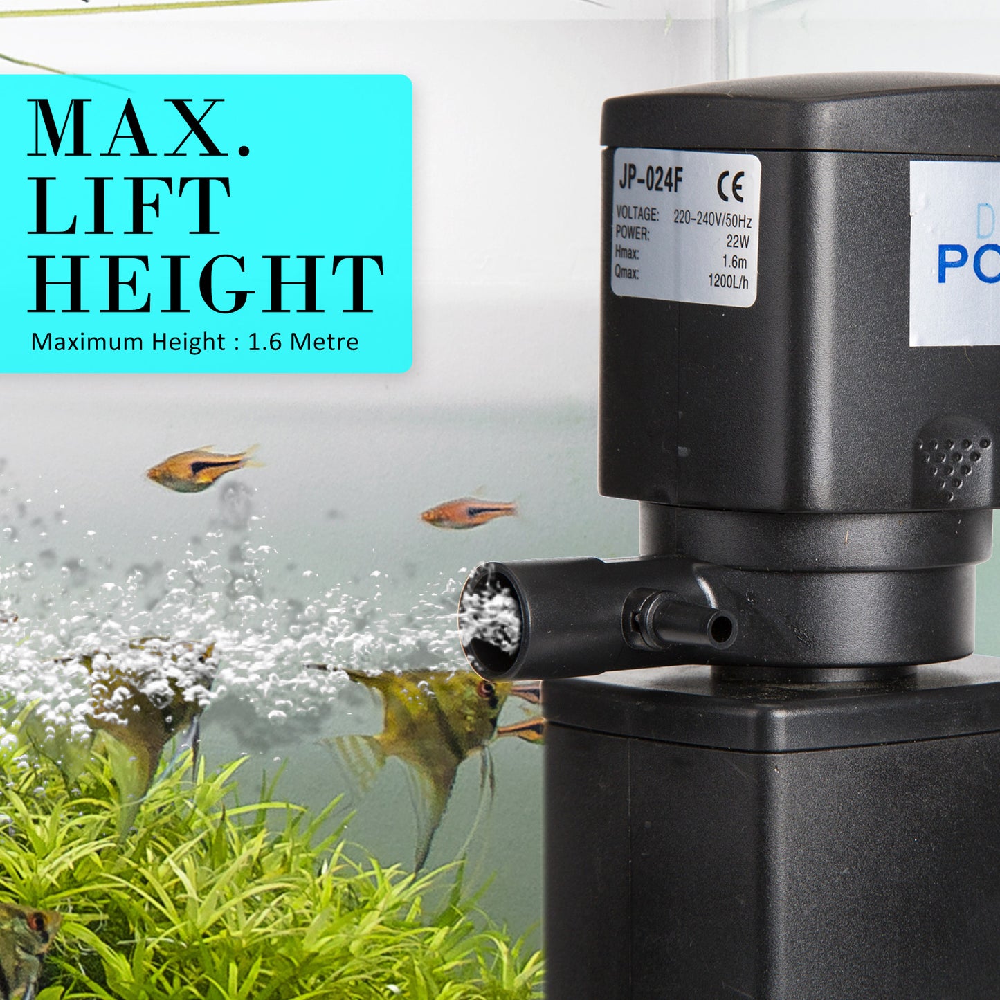 Dynamic Power 3-in-1 Aquarium Submersible Filter Pump 1200L/H