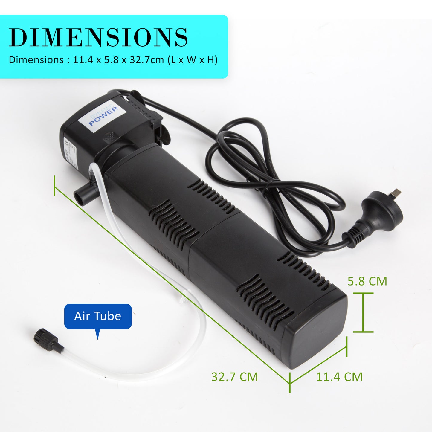 Dynamic Power 3-in-1 Aquarium Submersible Filter Pump 1200L/H