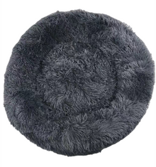 Medium Round Calming Plush Cat Dog Bed - Dark Grey