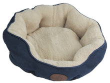 Washable Blue / Grey Fleece Soft Pet Dog Cat Bed-Medium