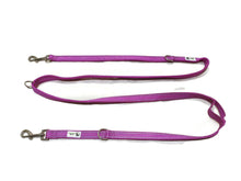 Multi Dog Lead - Nylon w/Reflective Stitching - Double Clip ,Coupler, Waist Belt, Short/Long, Quicktie - Moondidley Pets 25mm Purple