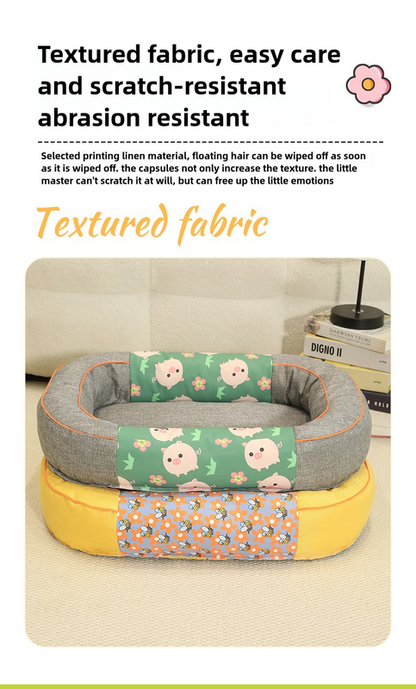 Size S Yellow Cozy Pet Bed for Small Dogs and Cats - Durable & Chew-Resistant Nest for All Seasons