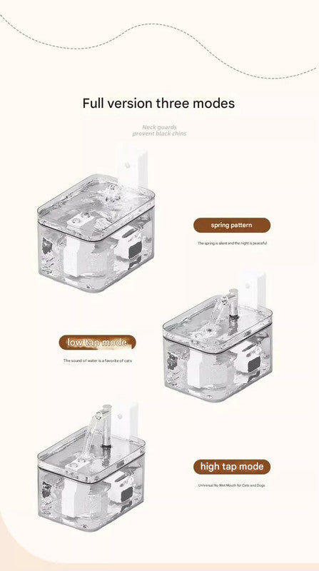 Matte White Wireless Sensor Pet Water Fountain - 1.5L Automatic Filtered Dispenser