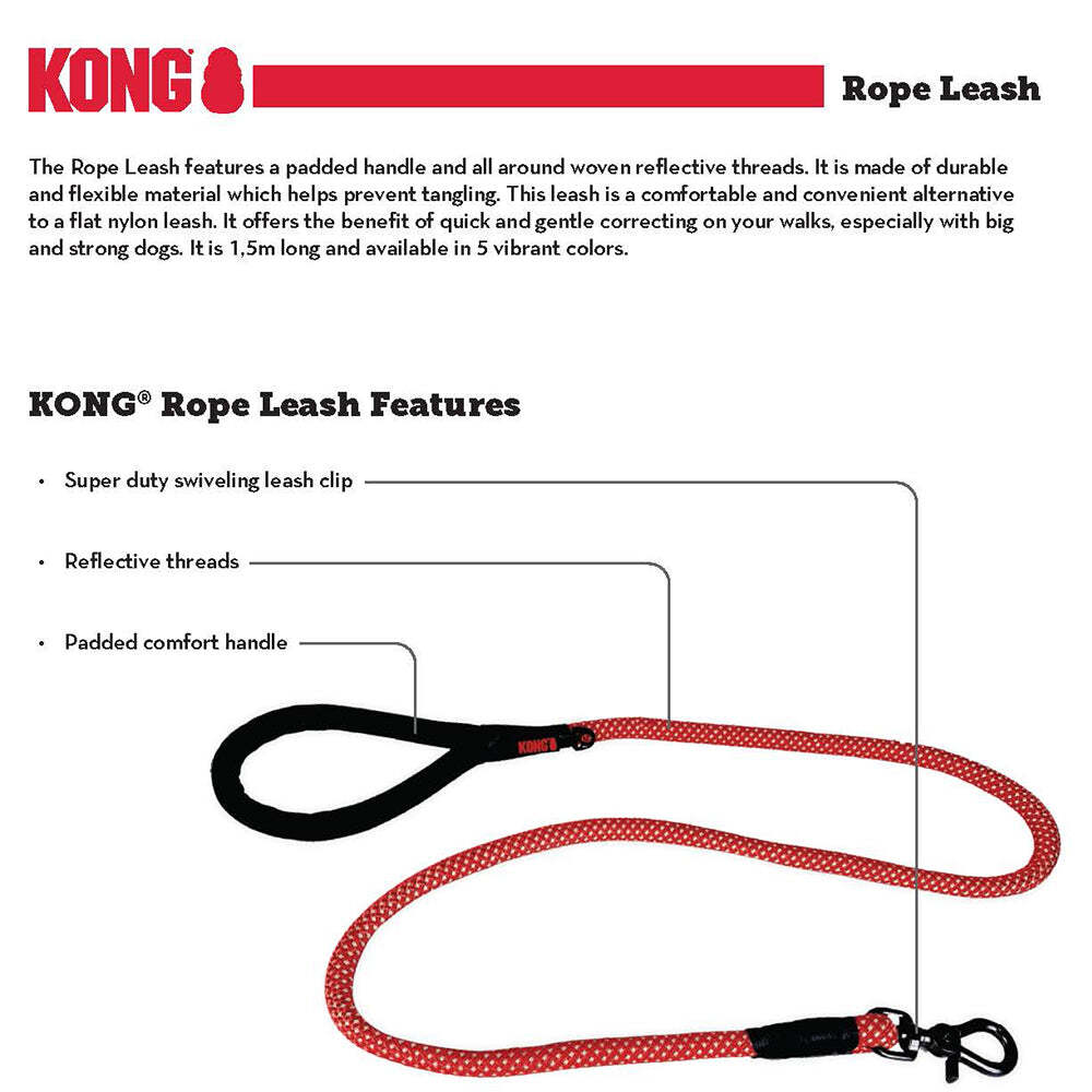 KONG Dog Rope Leash Blue Small/Medium - 1.5m