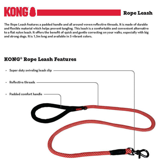 KONG Dog Rope Leash Blue Small/Medium - 1.5m