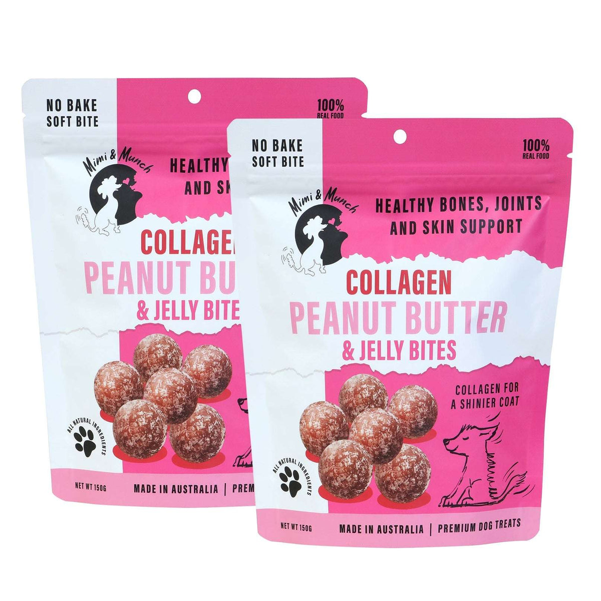 Collagen Peanut Butter & Jelly Bites Bundle Natural Dog Treats Pet Savers