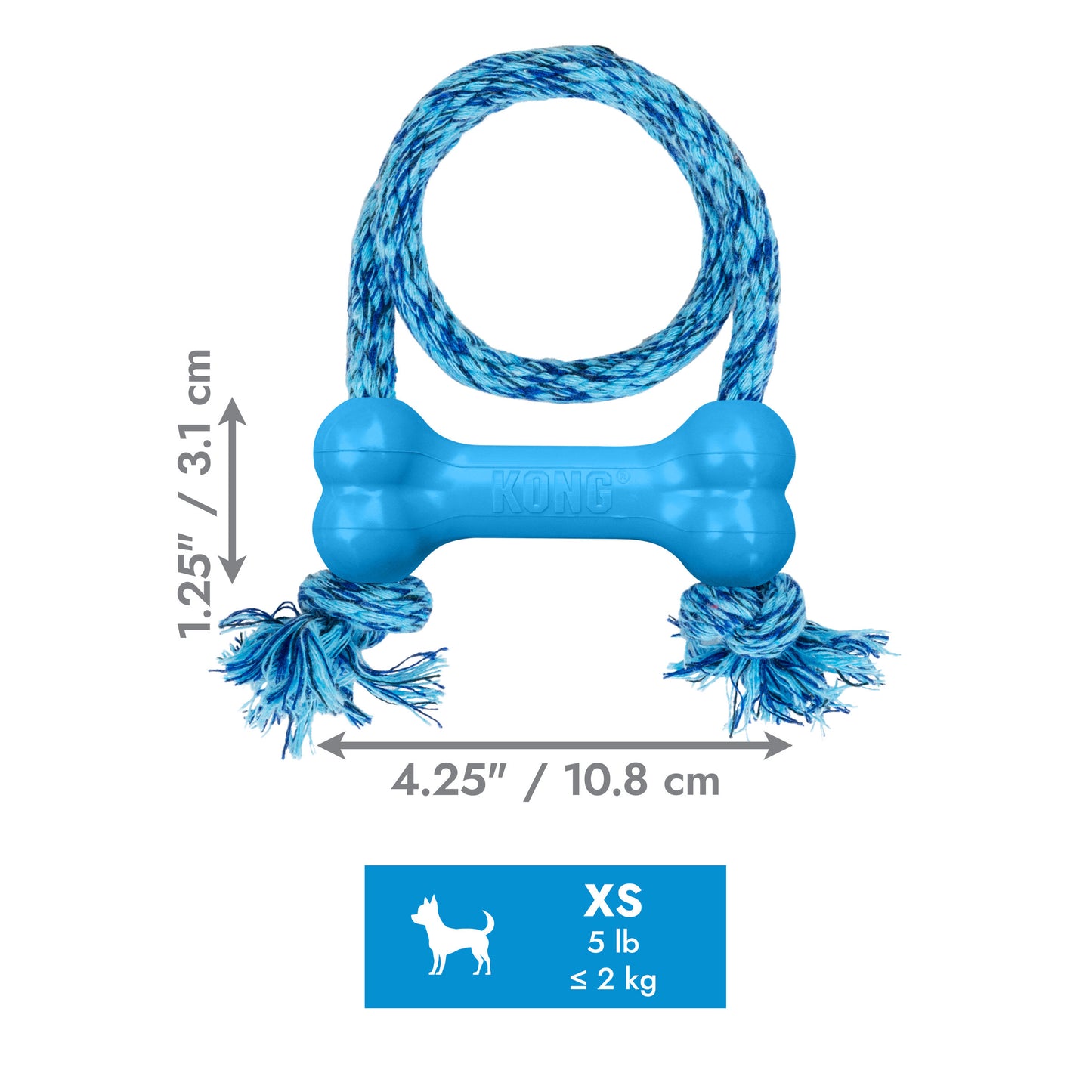 KONG Puppy Goodie Bone with Rope xSmall