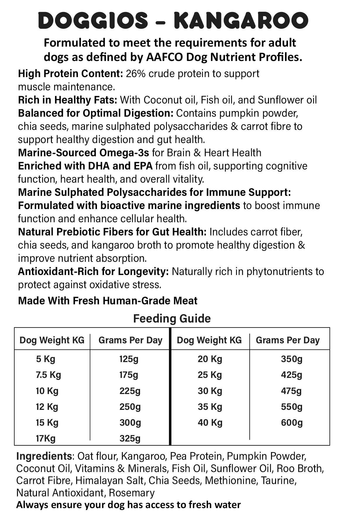 Doggios Tasty Kangaroo - All Day Breakfast Dog Food Snack Pack 100g Pet Savers