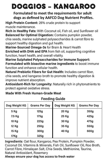 Doggios Tasty Kangaroo - All Day Breakfast Dog Food Snack Pack 100g Pet Savers