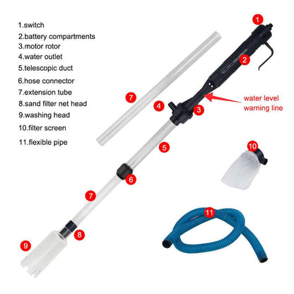 Fish Tank Cleaner Battery Syphon Change Pump Water Filter