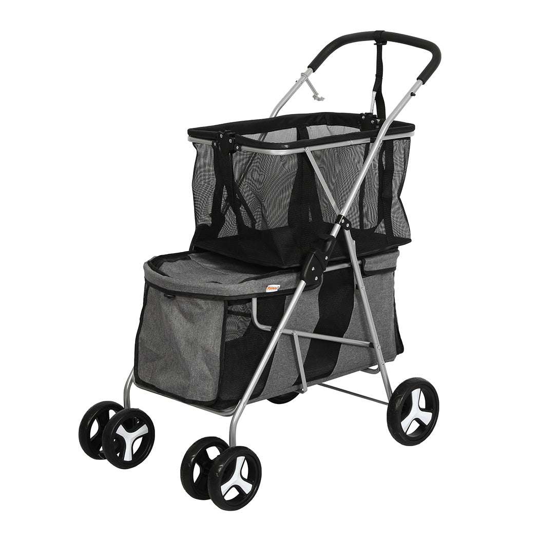 PaWz Pet Stroller 2-Tier Dog Cat Carrier Foldable-1910112547101609984